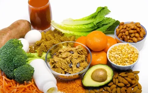 Broccoli, oranges, nuts and whole grains